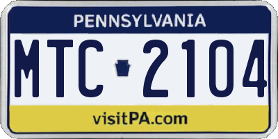 PA license plate MTC2104