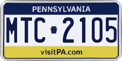 PA license plate MTC2105