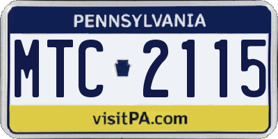 PA license plate MTC2115