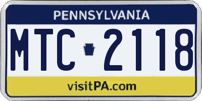 PA license plate MTC2118