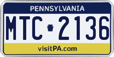 PA license plate MTC2136