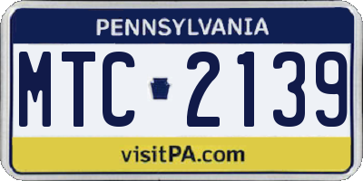 PA license plate MTC2139