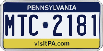 PA license plate MTC2181