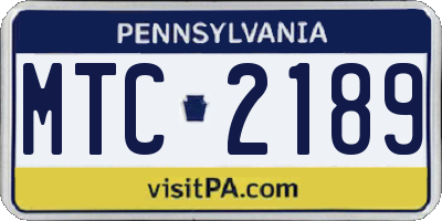PA license plate MTC2189