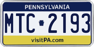 PA license plate MTC2193