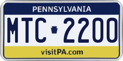 PA license plate MTC2200