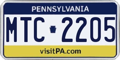 PA license plate MTC2205
