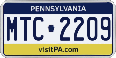 PA license plate MTC2209