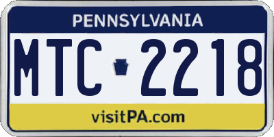 PA license plate MTC2218