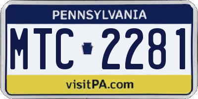 PA license plate MTC2281