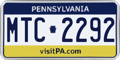 PA license plate MTC2292