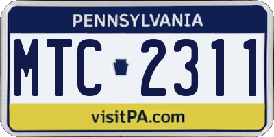 PA license plate MTC2311
