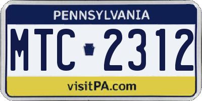 PA license plate MTC2312