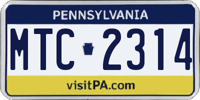 PA license plate MTC2314