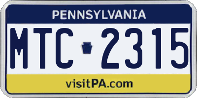 PA license plate MTC2315