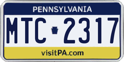 PA license plate MTC2317
