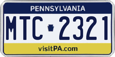 PA license plate MTC2321