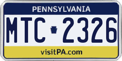 PA license plate MTC2326