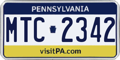 PA license plate MTC2342