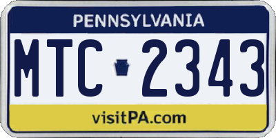 PA license plate MTC2343