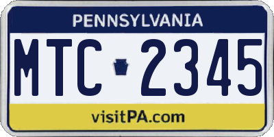 PA license plate MTC2345