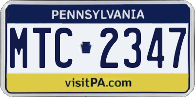 PA license plate MTC2347