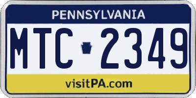 PA license plate MTC2349