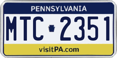 PA license plate MTC2351
