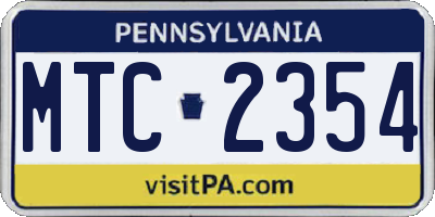PA license plate MTC2354