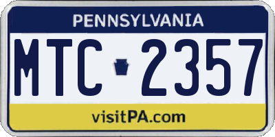 PA license plate MTC2357