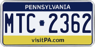 PA license plate MTC2362