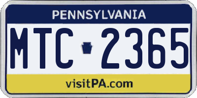 PA license plate MTC2365