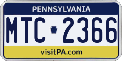 PA license plate MTC2366