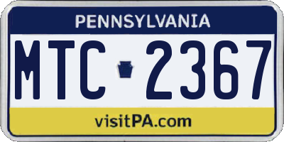 PA license plate MTC2367