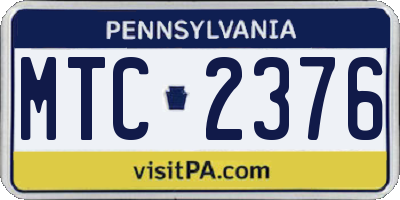 PA license plate MTC2376