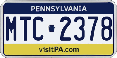 PA license plate MTC2378