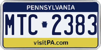 PA license plate MTC2383