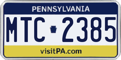 PA license plate MTC2385