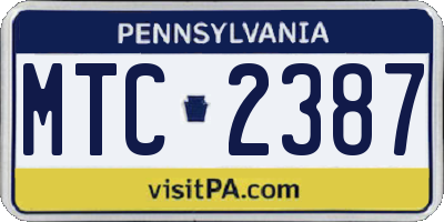 PA license plate MTC2387