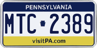 PA license plate MTC2389