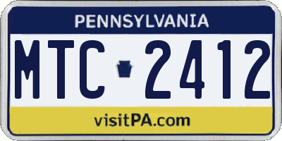 PA license plate MTC2412