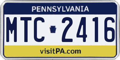 PA license plate MTC2416