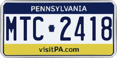 PA license plate MTC2418