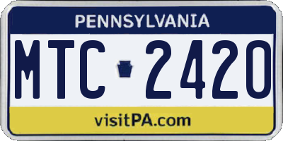 PA license plate MTC2420