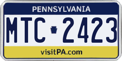 PA license plate MTC2423