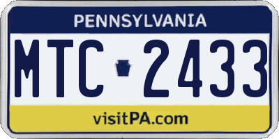 PA license plate MTC2433