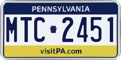 PA license plate MTC2451