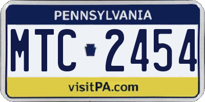 PA license plate MTC2454