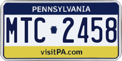 PA license plate MTC2458