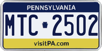 PA license plate MTC2502